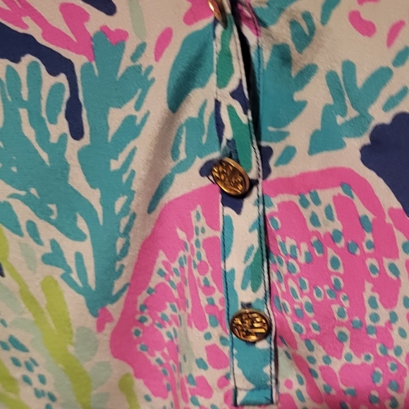 Lilly Pulitzer Elsa Silk Colorful V Neck Long Sleeve Top Size Small - Picture 5 of 7